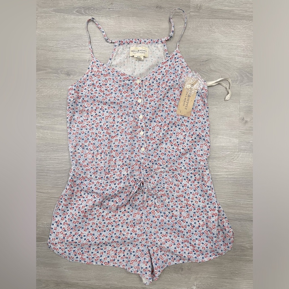 RARE!!! NWT Denim & Supply by Ralph Lauren Floral Sleeveless Rompers Size XS